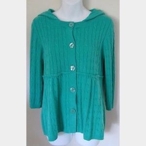 LOFT Green Hooded Sweater - small petite